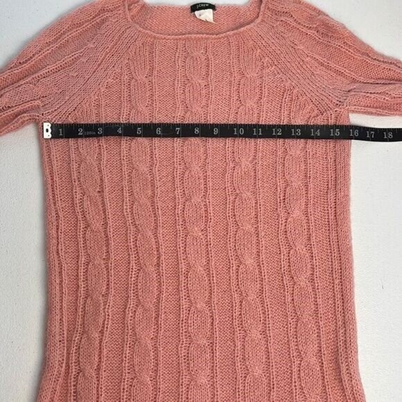 J. Crew Sweater Rose Pink Mohair Wool Blend Cable Knit Long Sleeve Crewneck XS - Picture 8 of 11
